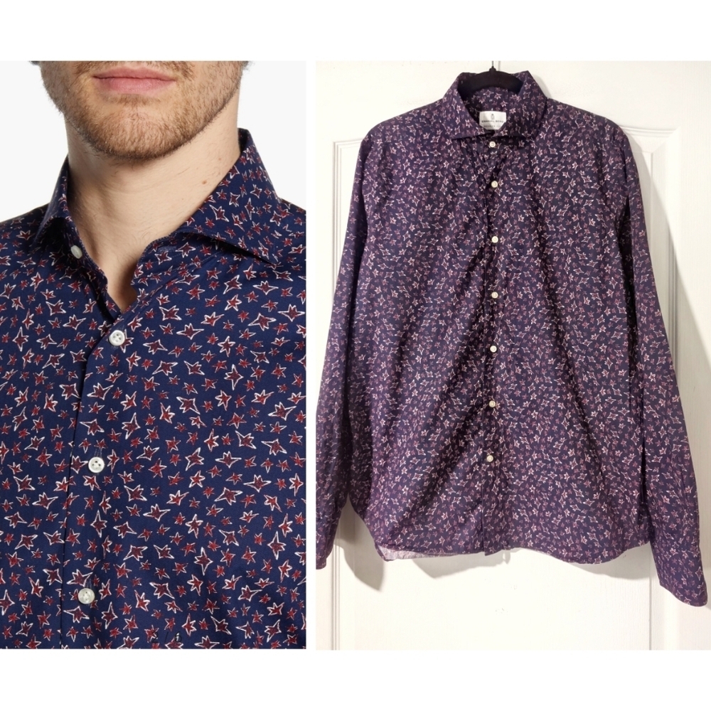 Emanuel Berg | Harvard Modern Fit Shirt In Navy Star Print